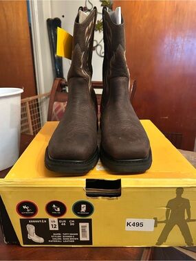 Eurostar Men's Dark Brown Leather Work Boots - Steel Toe